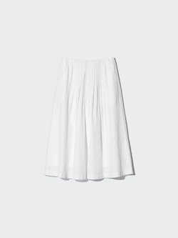 Linen Blend Tuck Long Skirt