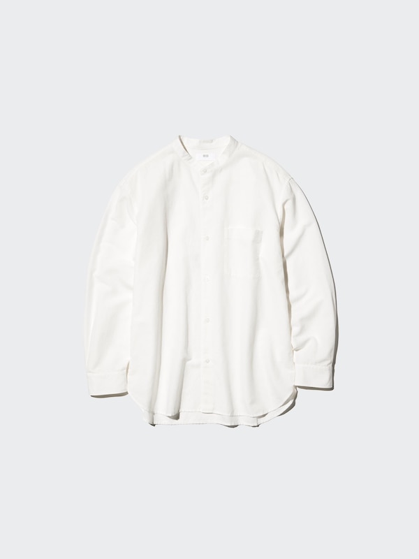 Cotton Linen Stand Collar Shirt Long Sleeve