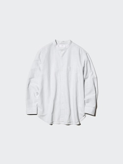 Cotton Linen Stand Collar Shirt Long Sleeve
