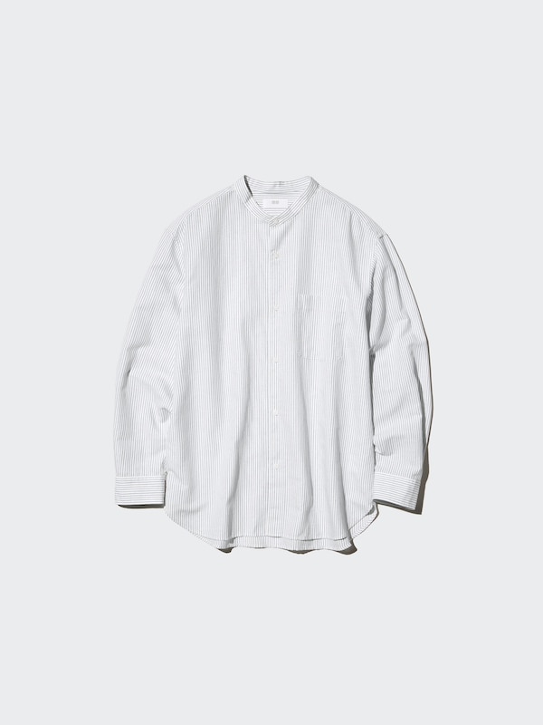 Cotton Linen Stand Collar Shirt Long Sleeve
