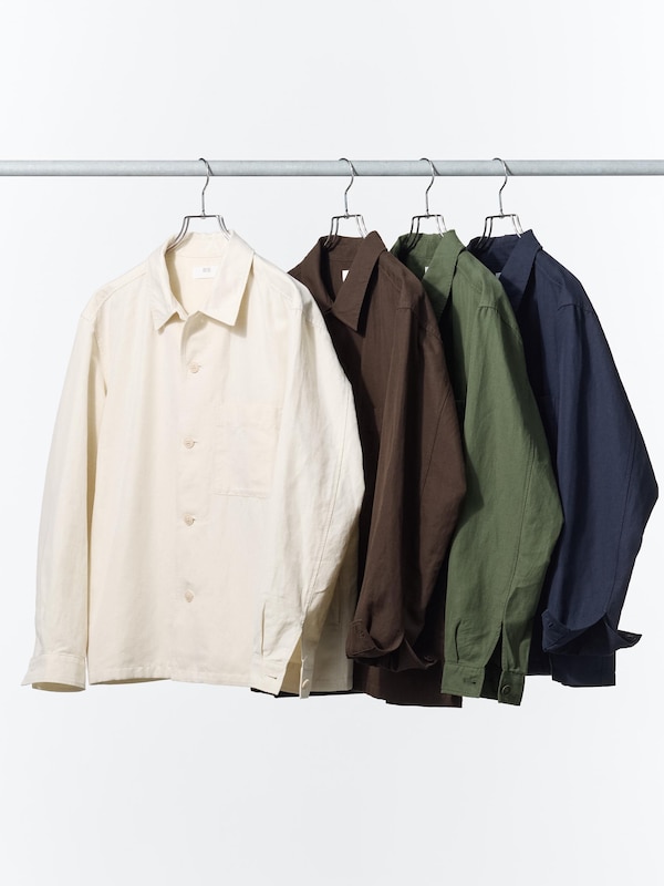 Cotton Linen Shirt Jacket Long Sleeve