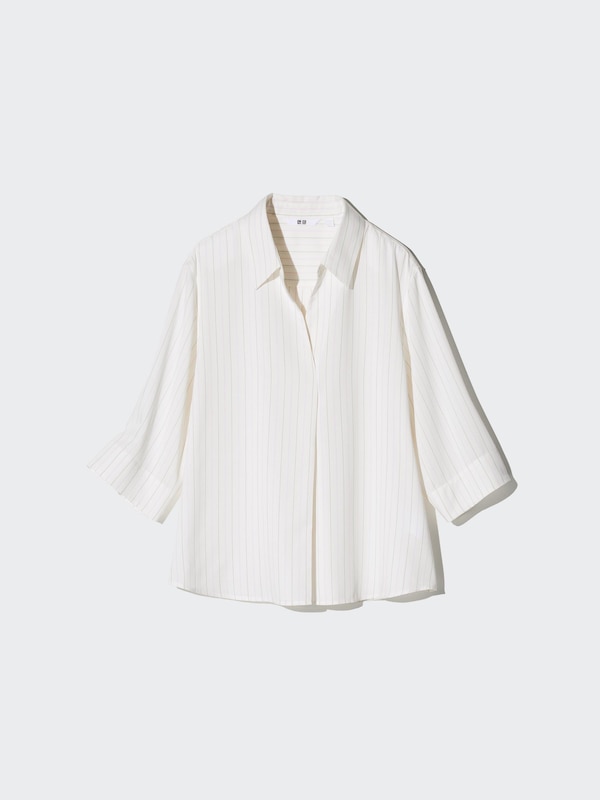 Rayon Skipper Collar 3/4 Sleeve Blouse