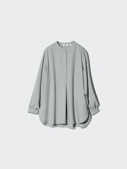 Rayon Band Collar Tunic Long Sleeve