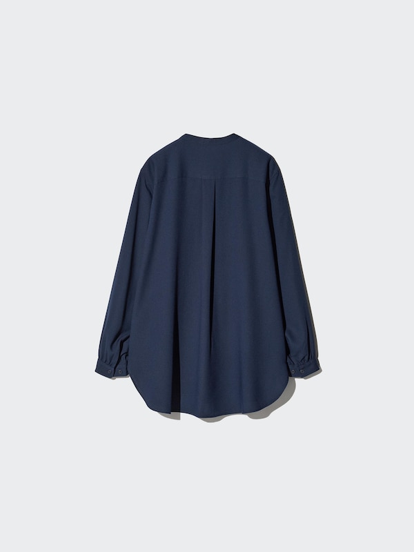 Rayon Band Collar Tunic Long Sleeve