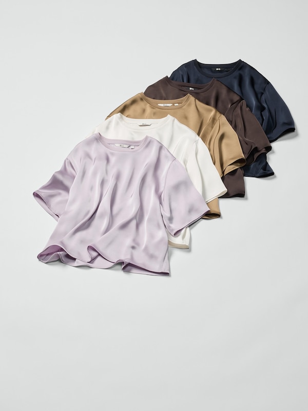 Satin Oversized Short Blouse Half Sleeve