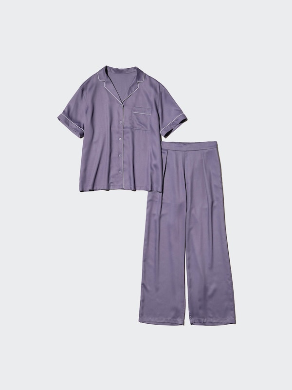 Piyama Satin Lengan Pendek (Celana Panjang)