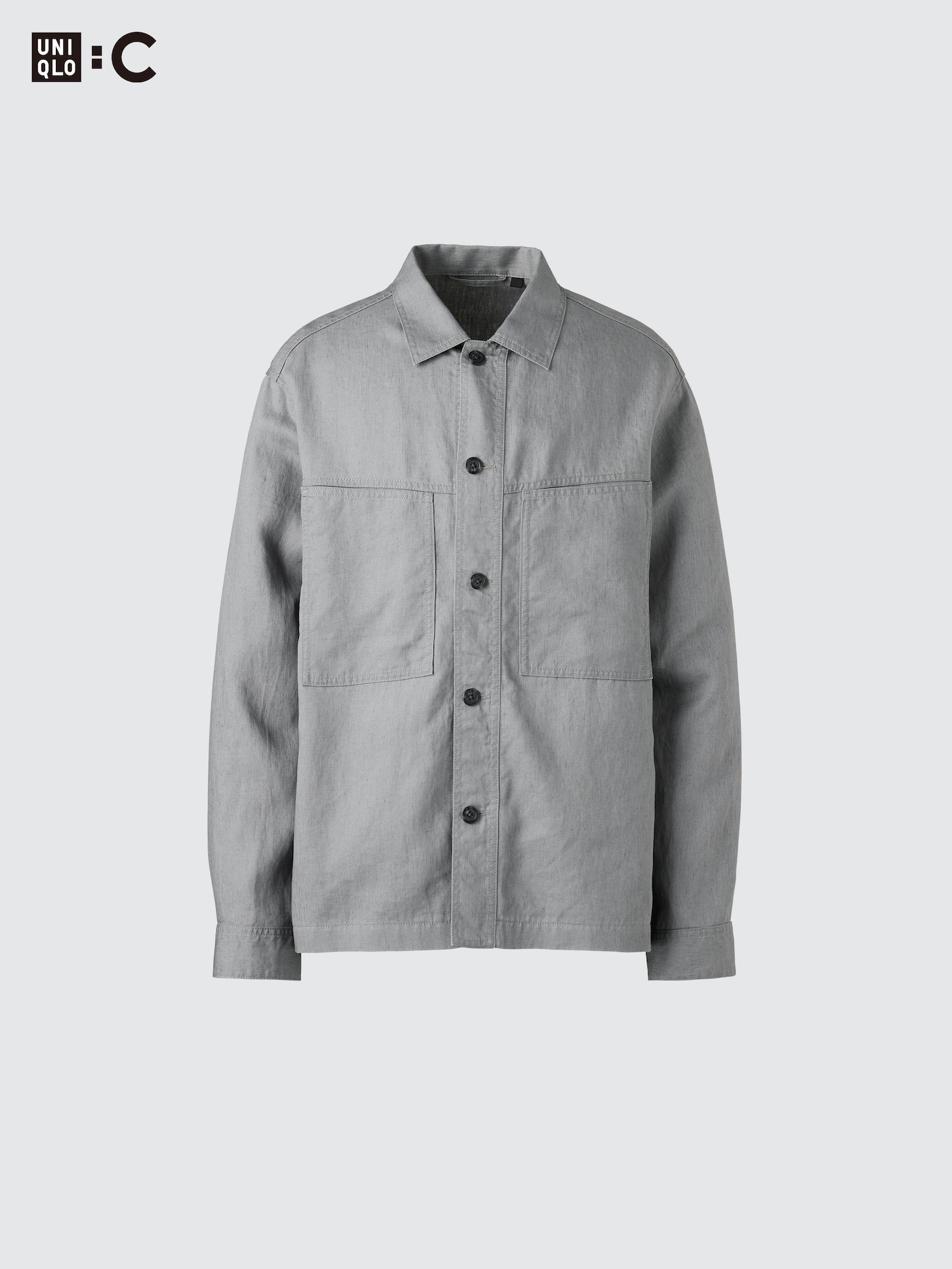 【新品】UNIQLO:C プレミアムリネンシャツジャケット L UNIQLO C ユニクロC プレミアムリネンシャツジャケット グレー Lサイズ