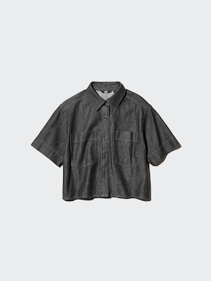 Denim Boxy Shirt Half Sleeve