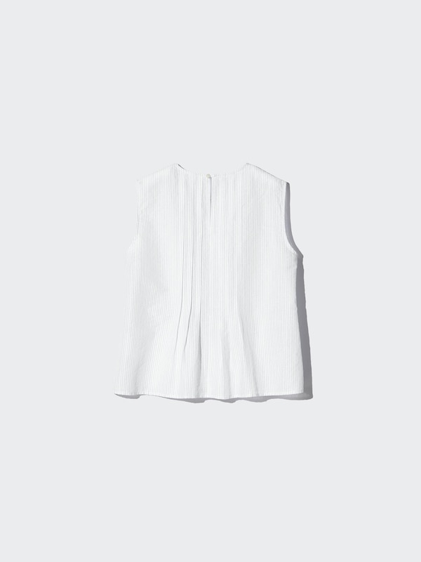 Linen Blend Pleated Blouse Sleeveless