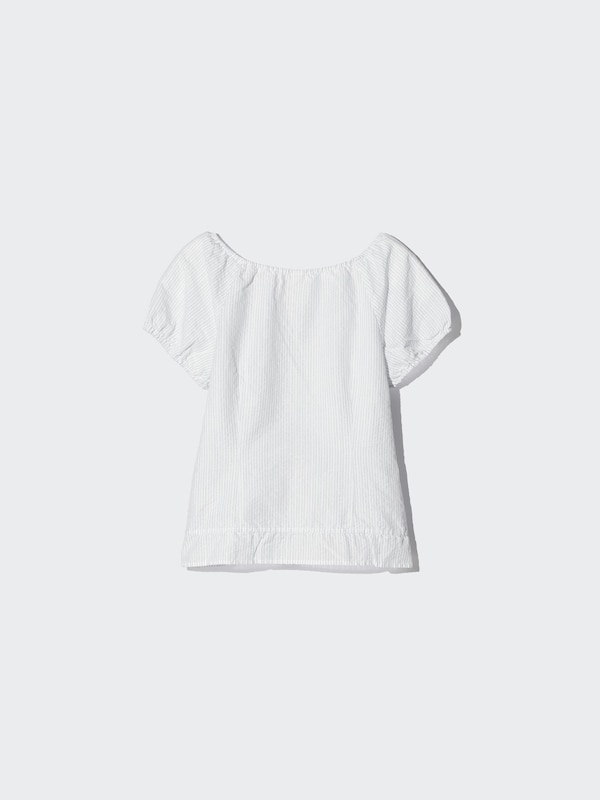 리넨블렌드스쿠프넥블라우스(반팔)