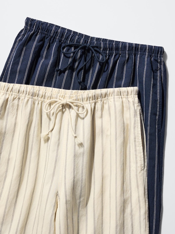 Linen Blend Easy Pants (Striped)