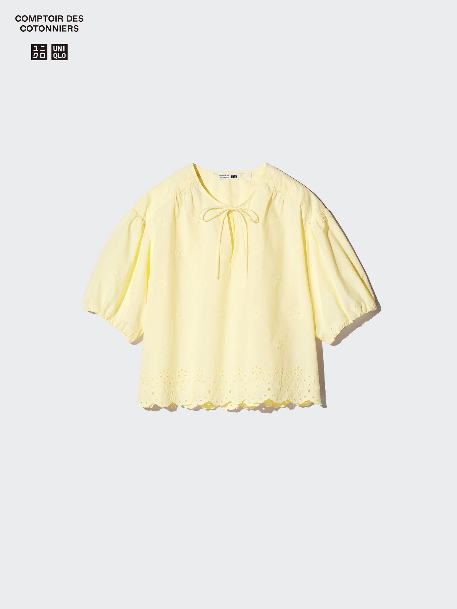 ☺︎新品未使用☺︎エンブロイダリーブラウス 7分袖◆ベージュ UNIQLO - ユニクロ エンブロイダリーブラウス 7分袖 ベージュの通販 by