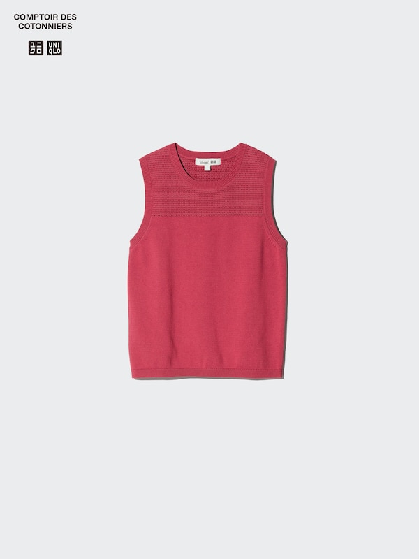 Cotton Crew Neck Sweater | Sleeveless
