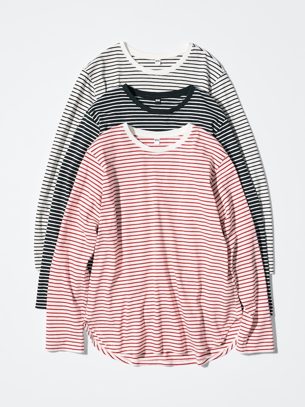 ソフトコットンラウンドヘムT/長袖/ボーダー