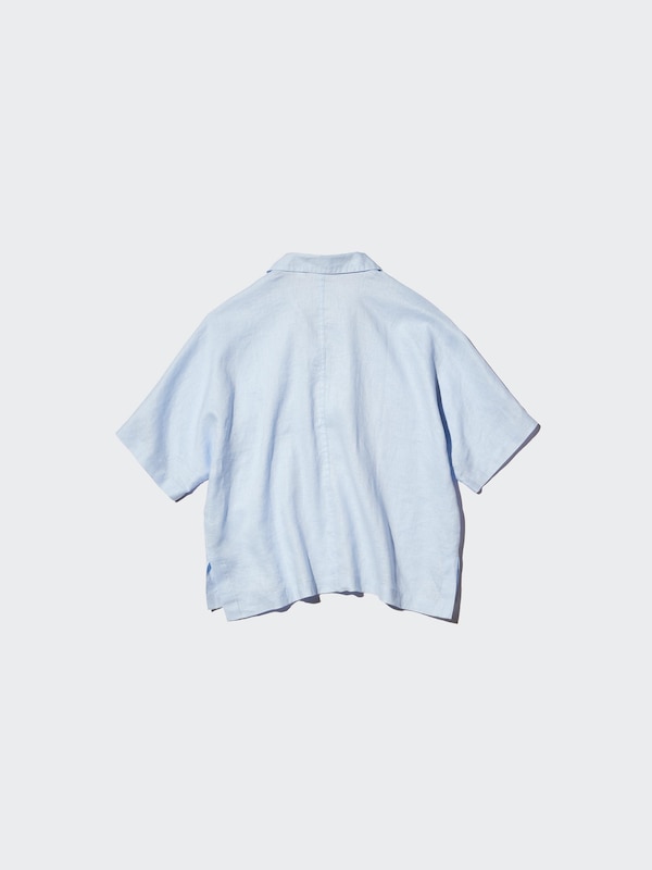 Premium Linen Skipper Boxy Shirt Short Sleeve