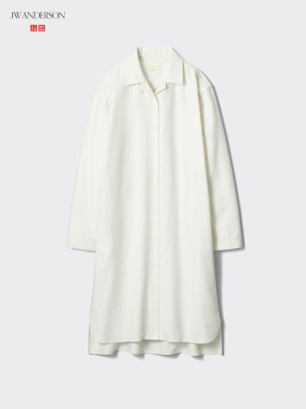 オープンカラーオックスフォードシャツワンピース