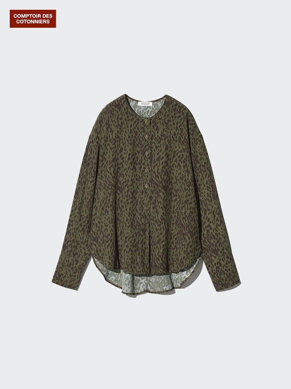 レーヨンノーカラーブラウス