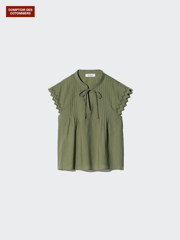 コットンブラウスノースリーブ