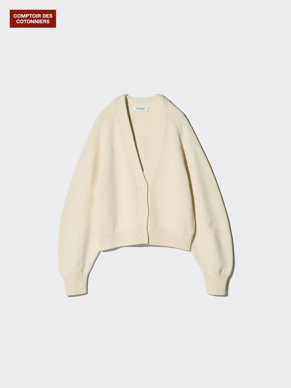 コットンブレンドリラックスVネックカーディガン