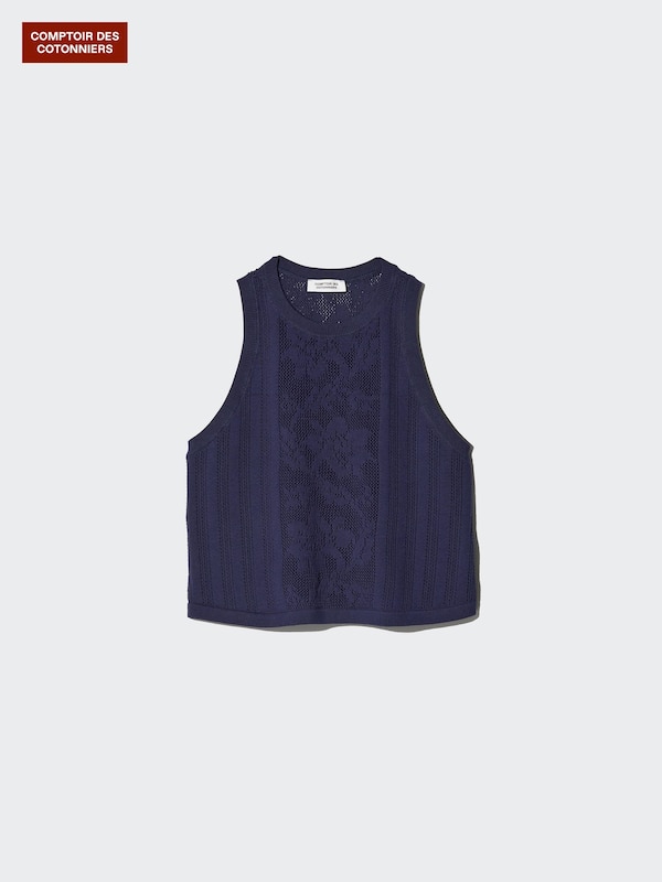 コットンクロシェセーターノースリーブ