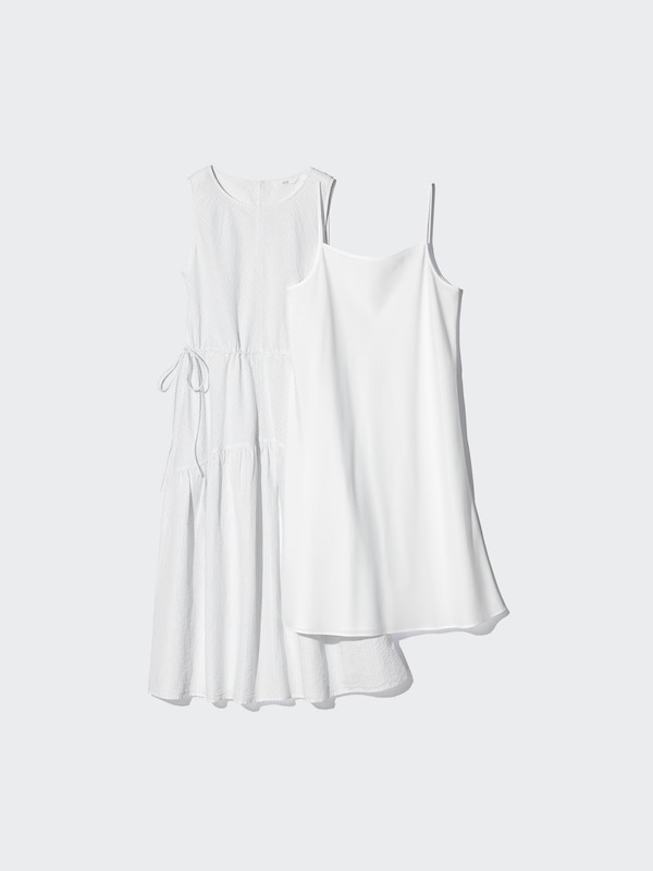 Linen Blend Tiered Dress Sleeveless | Striped