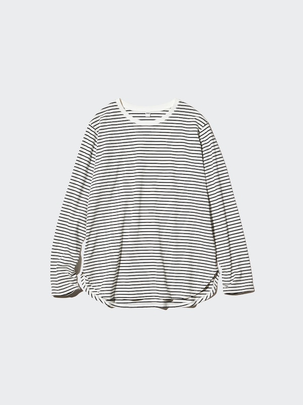 Soft Cotton Round Hem T-Shirt Long Sleeve