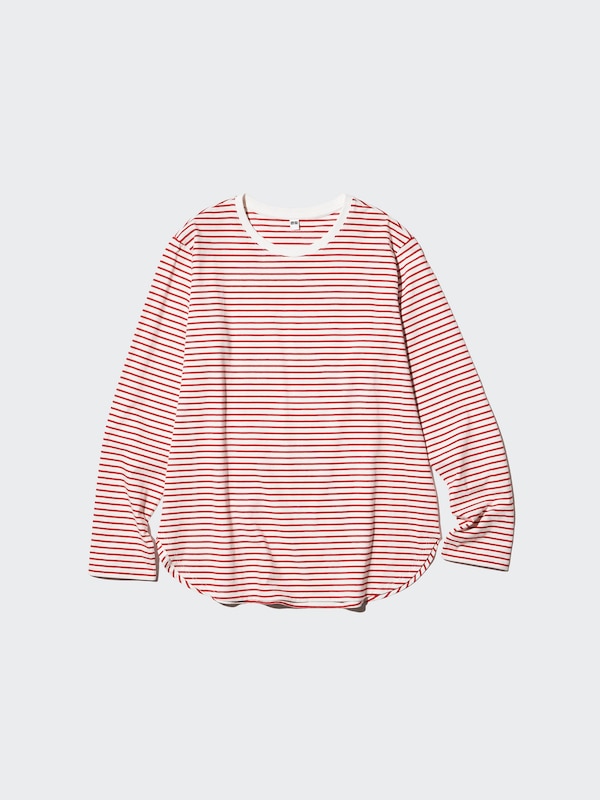 Soft Cotton Round Hem T-Shirt Long Sleeve