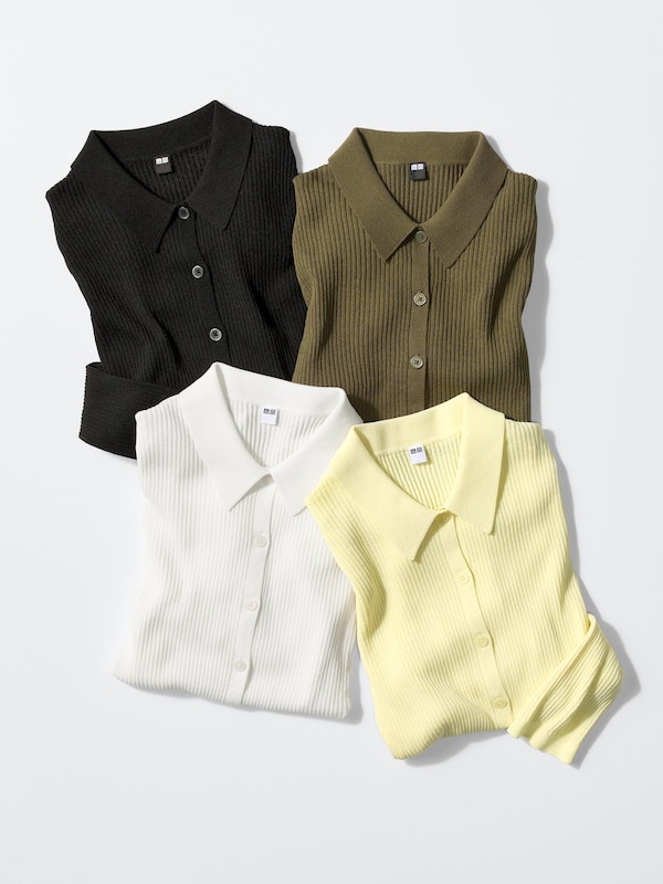 リブポロカーディガン