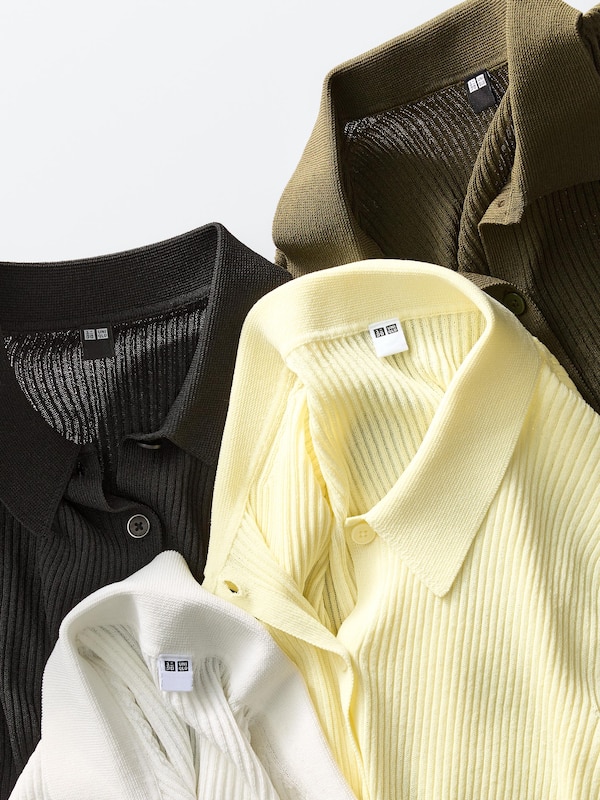 リブポロカーディガン