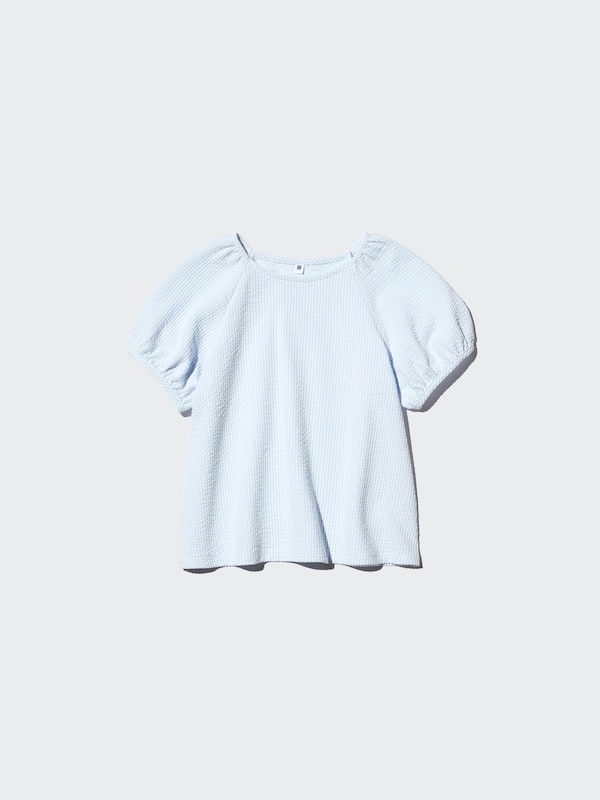 GIRLS Puff Sleeve T-Shirt Seersucker