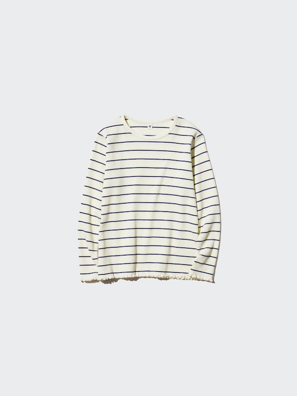 GIRLS リブクルーネックTシャツ