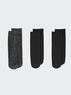 Regular Socks 3 Pairs Sheer Glitter