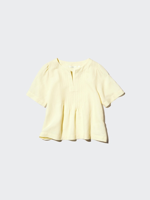 Linen Blend Blouse | Key Neck