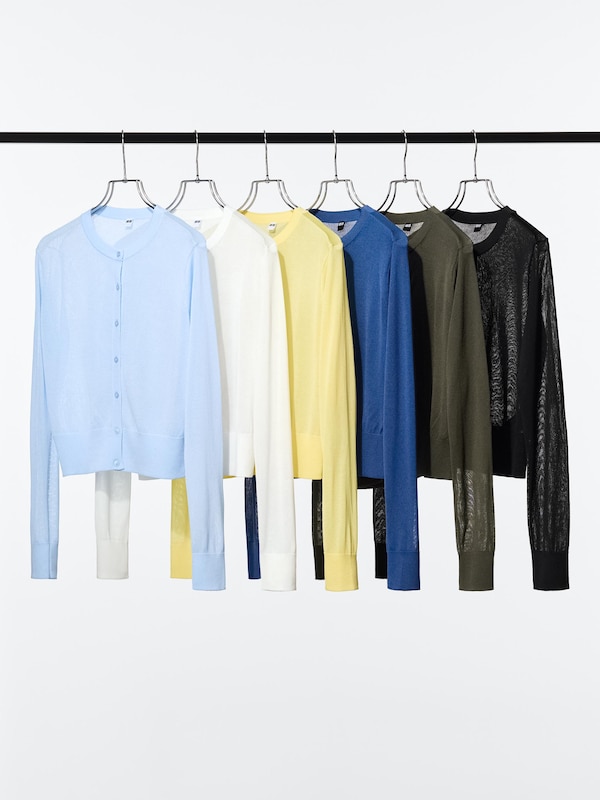 シアークルーネックショートカーディガン