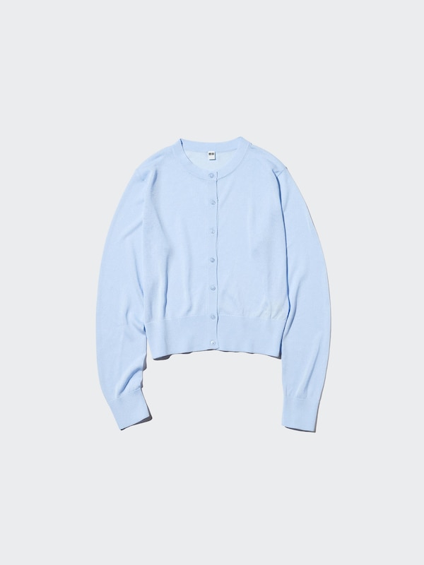 シアークルーネックショートカーディガン