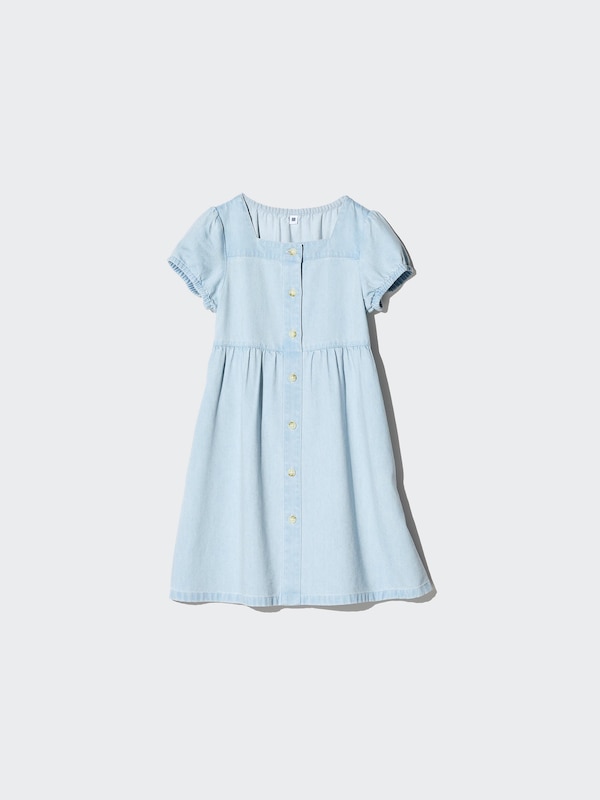 GIRLS개더원피스(데님)반팔