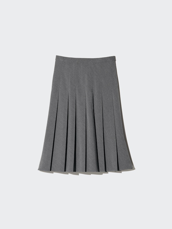 와이드플리츠미디스커트(치마길이67~71cm·짧은기장)