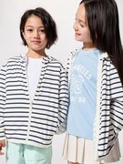 AIRism Áo Hoodie Chống Tia UV Kéo Khóa | Kẻ Sọc