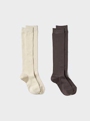 Ribbed High Socks 2 Pairs