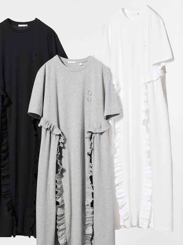 Gaun T-Shirt Frill Lengan Pendek