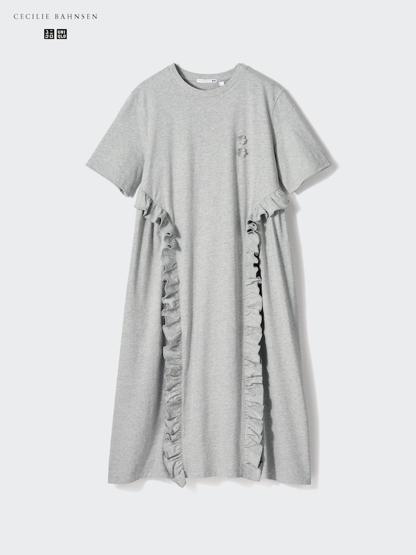 Gaun T-Shirt Frill Lengan Pendek