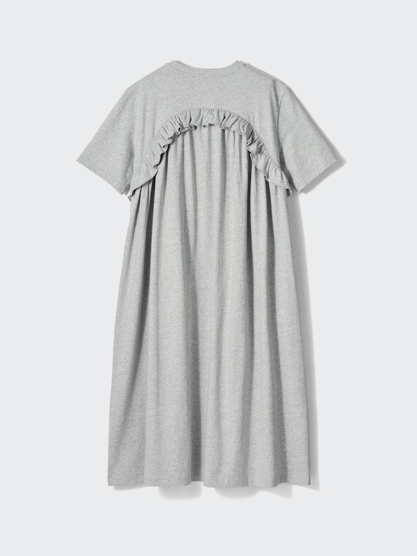 Gaun T-Shirt Frill Lengan Pendek