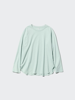 T-Shirt Katun Lembut Hem Bulat Lengan Panjang