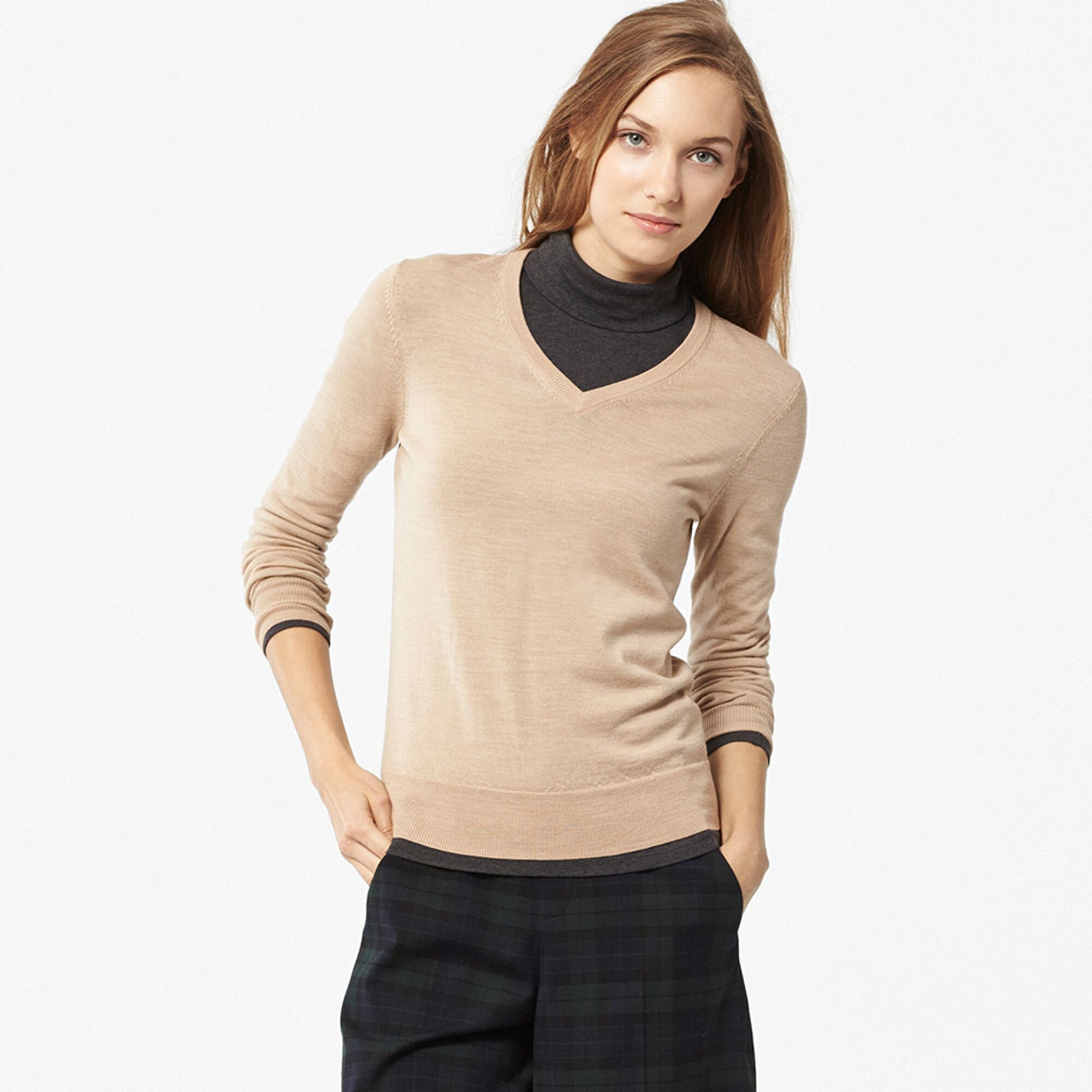 Uniqlo merino v discount neck