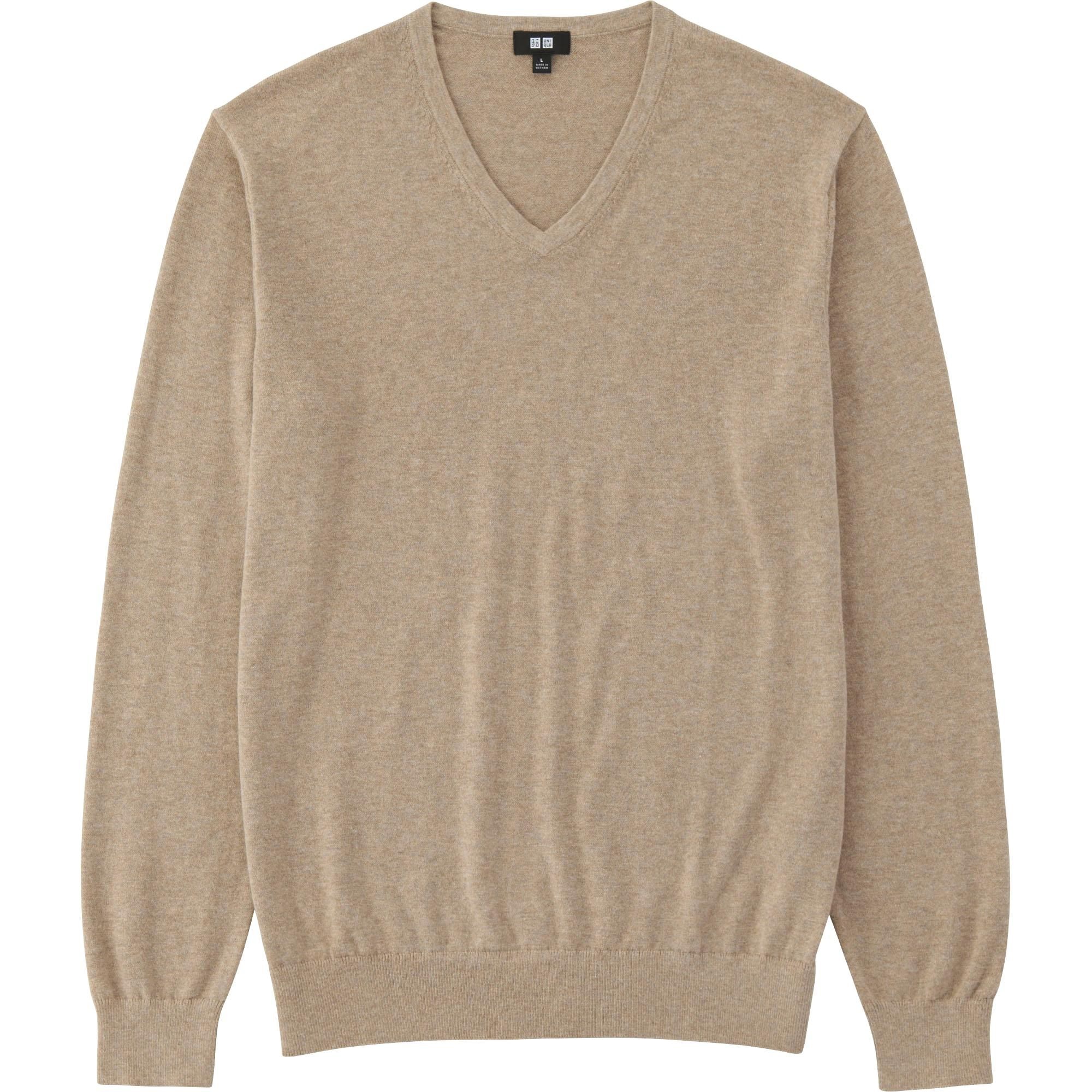 Men's Cotton Cashmere V-Neck Sweater | UNIQLO US