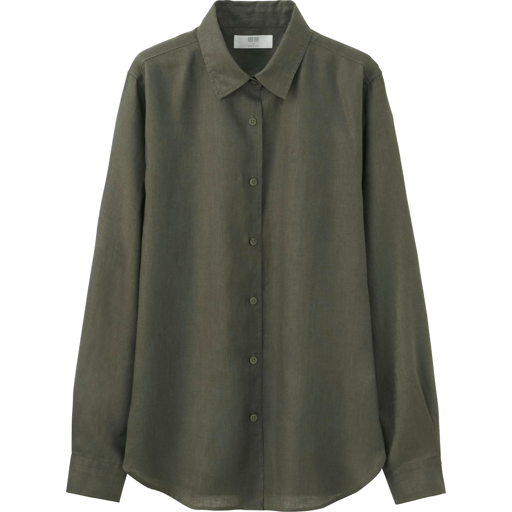 Women Premium Linen Long Sleeve Button-Front Shirt | UNIQLO US