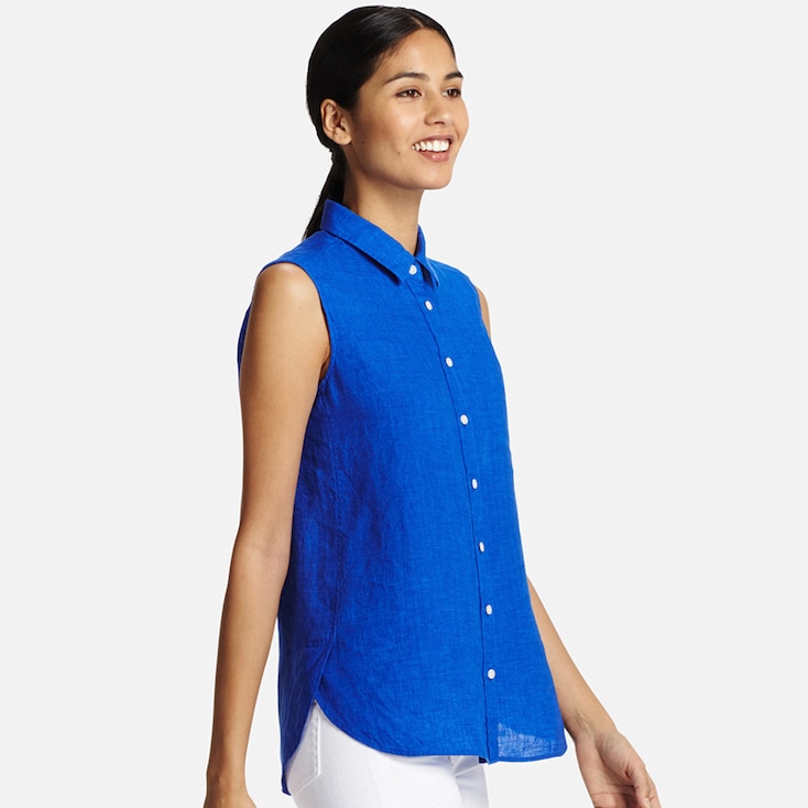 Women Premium Linen Sleeveless Shirt UNIQLO US women-premium-linen-sleeveless-shirt-uniqlo-us