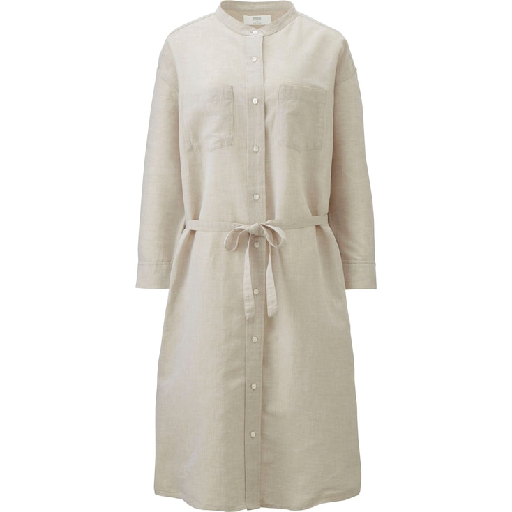 UNIQLO WOMEN Linen Cotton 3/4 Sleeve Dress StyleHint