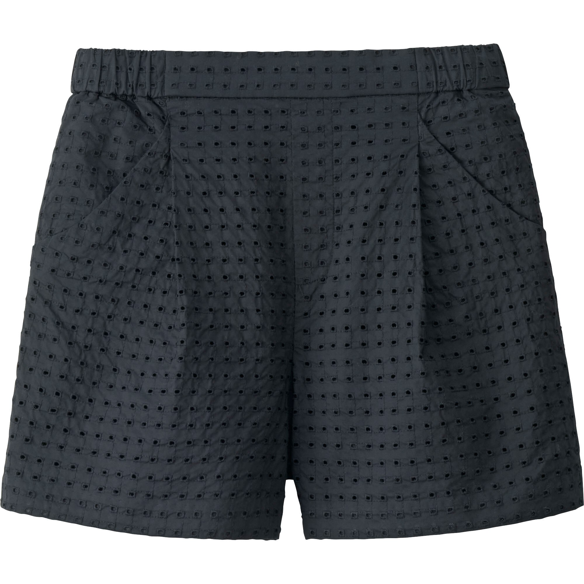 black eyelet shorts