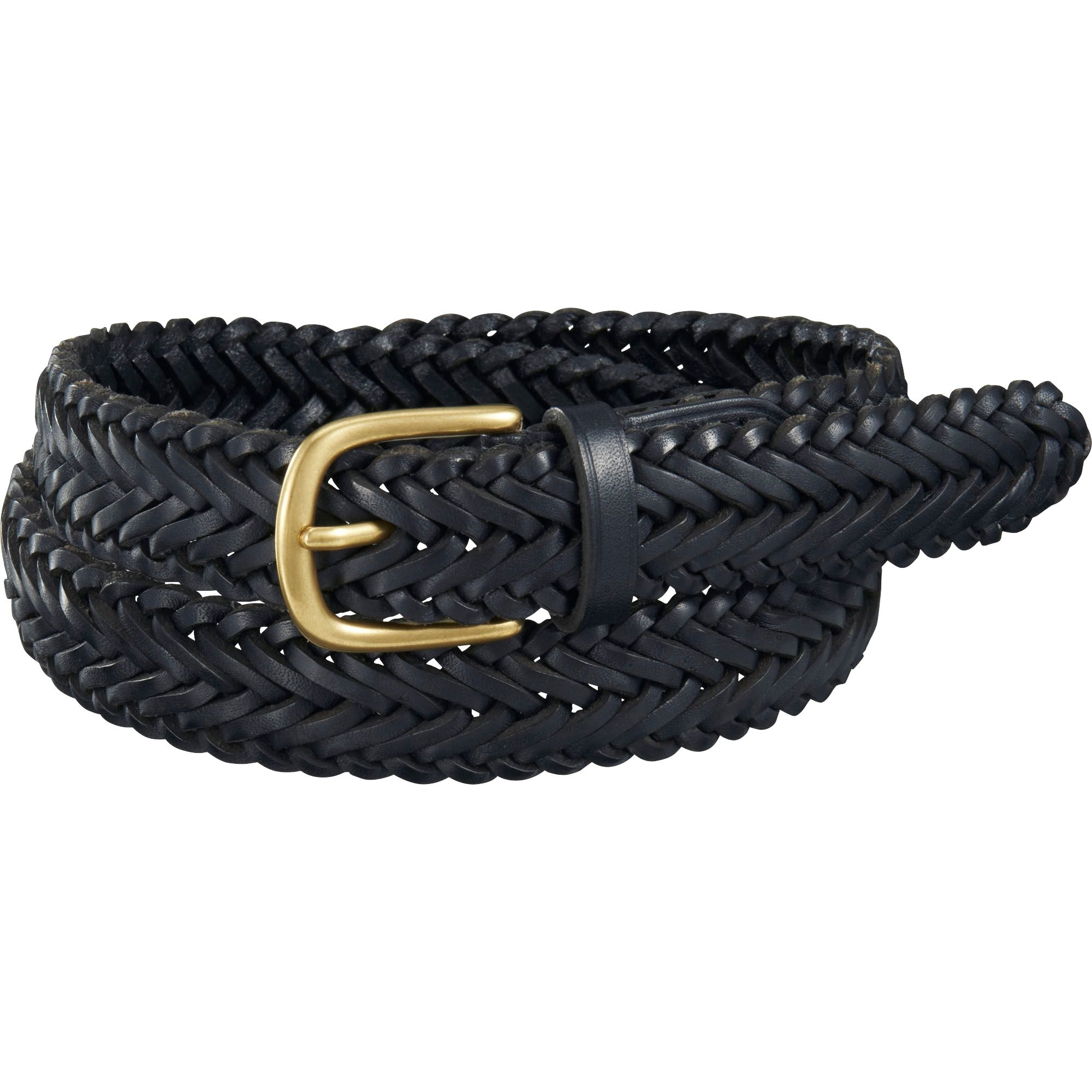 black leather woven belt